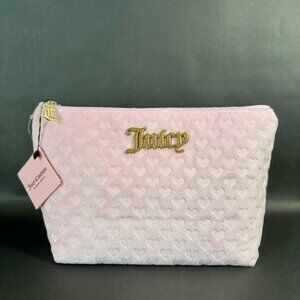 Juicy Couture Light Pink Heart-Pattern Cosmetic Bag